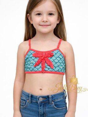 JANTZEN Girls Little Mermaid Bikini 2-Piece Tankini Swimsuit Turquoise Size 12